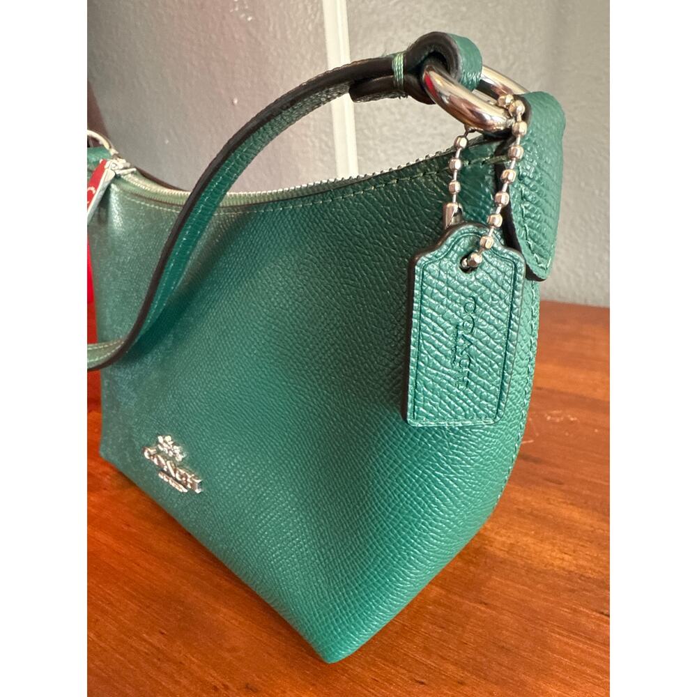 COACH NWT Emerald Green Silver Zip Top Crossbody Bag | NWT - Picture 5 of 10